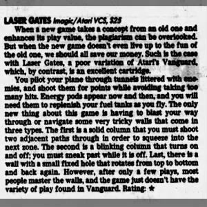 Phil Wiswell Laser Gates review Jan 1 1984