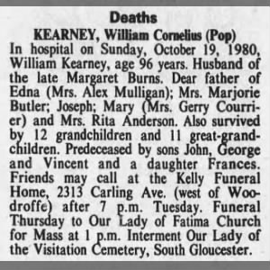 Obituary for William Cornelius KEARNEY (Aged 96)