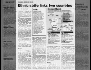 History of ethnic conflict in Rwanda leading up to the genocide; includes map and timeline