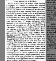 Description of the Tribune building and damage caused by the Great Chicago Fire