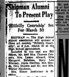 Mar 15, 1951, Alton Evening Telegraph, Mary Lou in play “Hillbilly Courtship”