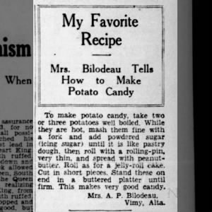 Recipe: Potato Candy (1936)