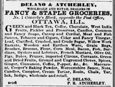 Delano & Atcherley, Wholesale and Retail Dealers in Fancy & Staple Groceries
