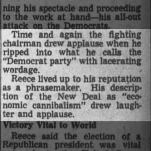 Carroll Reese, RNC Chair, says "Democrat Party" in 1948