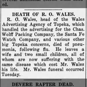 Death of R.O. Wales