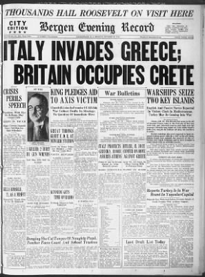 Image result for italians invade greece october 28 1940 - newspaper