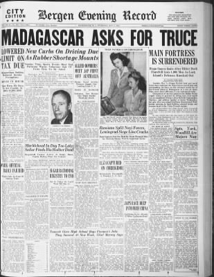 Image result for madagascar - Front page of May 7, 1942 American newspaper