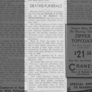 Frank Cutillo Funeral - The Mercury 9-28-1942