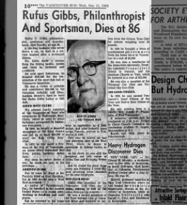 Rufus Gibbs Obituary Dec.11, 1968