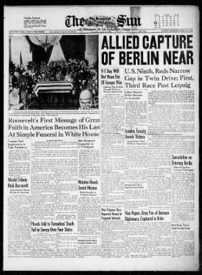 The San Bernardino County Sun from San Bernardino, California on April 15, 1945 · Page 1