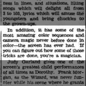 "Wizard of Oz" has "amazing . . . camera magic"