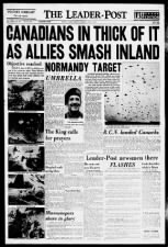 Headlines and articles from a Canada newspaper about D-Day on June 6, 1944