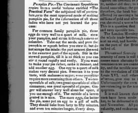Traditional pumpkin pie recipe from 1839