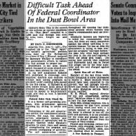 1937, June, difficult task ahead of federal coordinator in dust bowl area