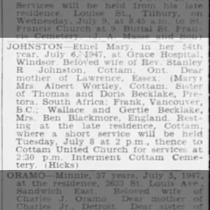 Obituary: Ethel Mary Johnston