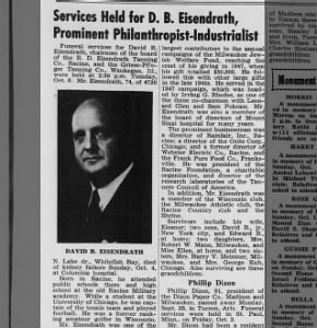 Obituary for D. B. Eisendrath (Aged 91)