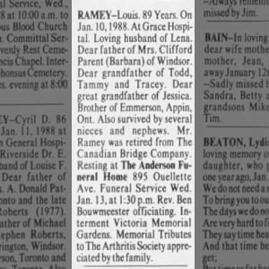 Obituary for  RAMEY-Louis (Aged 89)