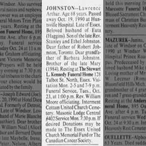 Obituary: Lawrence Arthur Johnston