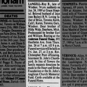Obituary for L ANGILL-Roy B.