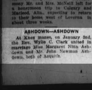 Marriage 1918_Ashdown, John Newman & Margt Nina Ashdown_SK