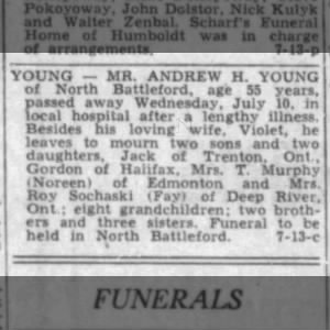 Obituary of Andrew Henderson Young