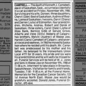 Campbell, Kenneth J OBIT