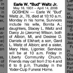 Obituary for E Eaarrllee WW ., 1931-2008 (Aged 76)