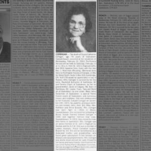 Obituary for Susan Catherine CORRIGAN, 1916-1993 (Aged 76)