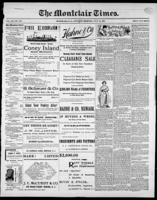 The Montclair Times From Montclair New Jersey On July 25 1896 1
