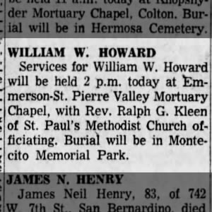 William W. Howard: Funeral Services [Death]