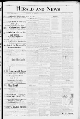 Herald and News from Randolph, Vermont on January 17, 1907 · 1