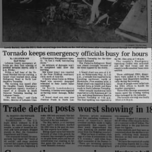 17 JULY 1992 POSSIBLE TORNADO HITS AREA