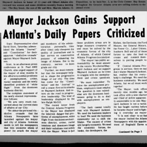 Atlanta newspapers criticized for crusade against Mayor Jackson
