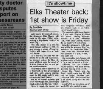 Elks Theatre reopeningng