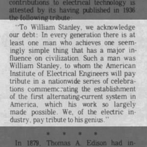 General Electric pays tribute to William Stanley