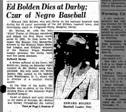 Excerpt from an obituary for Ed Bolden after his death in September 1950