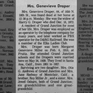 Obituary: Margaret "Genevieve" Miller Draper