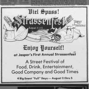 Jasper's 1st Annual Strassenfest begins August 2, 1979