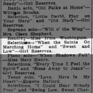 "When The Saints Go Marching Home" (1921).