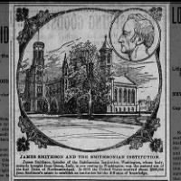1904 newspaper picture of James Smithson and the Smithsonian Institution