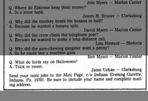 "What do birds say on Halloween? Trick or tweet" (1974).