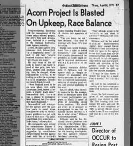 Acorn Project is Blasted - Oakland Tribune April 6, 1972