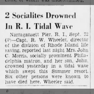 Two of the Rhode Island deaths from 1938 hurricane