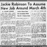 Column on Jackie Robinson's MLB retirement, plans to become executive with Chock Full O' Nuts chain
