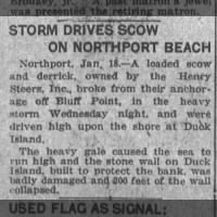 Storm Drives Scow on Northport Beach
