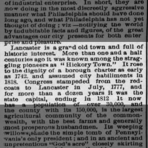 Lancaster originally known as Hickory Town