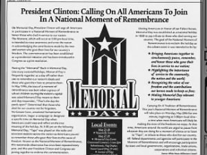First nationwide Moment of Remembrance held in May 2000 for Memorial Day
