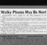 Walky Phones May Be Next
