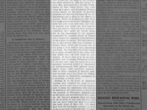 Excerpt from 1900 newspaper column gives opinion that Philippines are not ready for independence