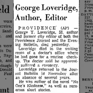 George Loveridge death 